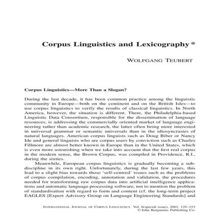 corpus linguistics and lexicography
