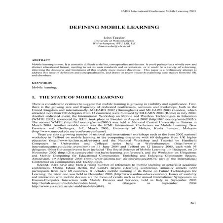 DEFINING MOBILE LEARNING - by John Traxler - IADIS International Conference M...
