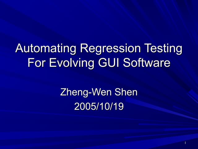 20051019 automating regression testing for evolving gui software