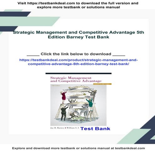Strategic Management and Competitive Advantage 5th Edition Barney Test ...