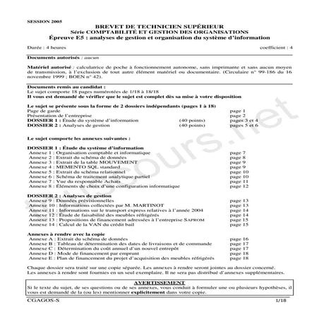 etude de cas secs aprom sujet