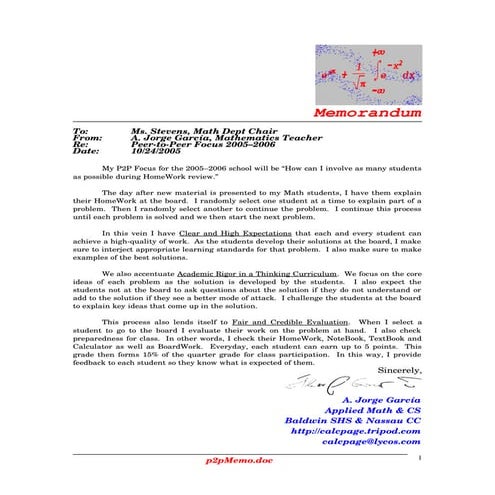 2005 Peer-to-Peer Memo