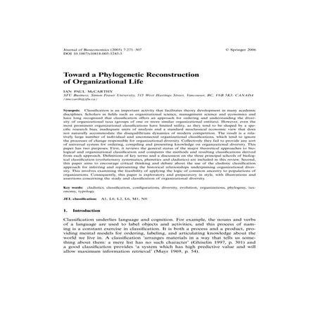 Toward a Phylogenetic Reconstruction of Organizational Life