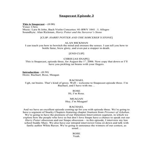 2006 08-01-snapecast ep03-transcript | PDF