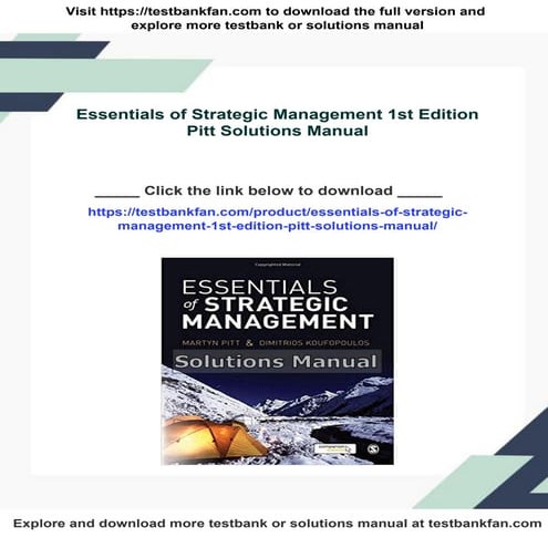 Essentials of Strategic Management 1st Edition Pitt Solutions Manual | PDF