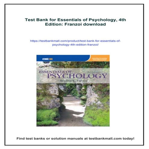 Test Bank for Essentials of Psychology, 4th Edition: Franzoi | PDF