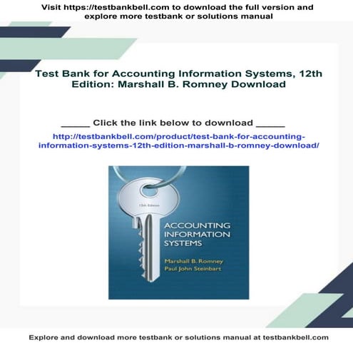 TEST BANK For Accounting Information Systems 4th Edition by Vernon ...