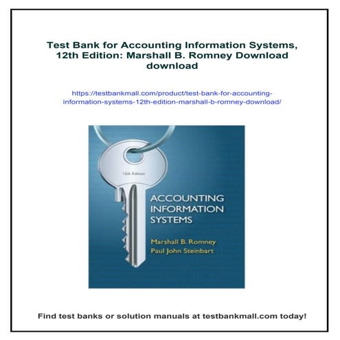 TEST BANK For Accounting Information Systems 4th Edition by Vernon ...