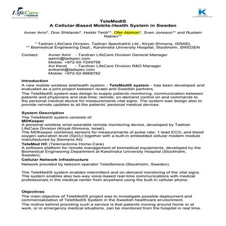 Cellular-Based Mobile-Health System in Sweden - ATA Conference San Diego Abst...