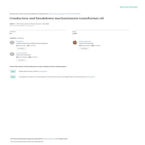 conductionand breakdownmechanismsintransformeroil