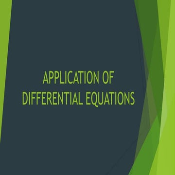 application of differential equations | PPT