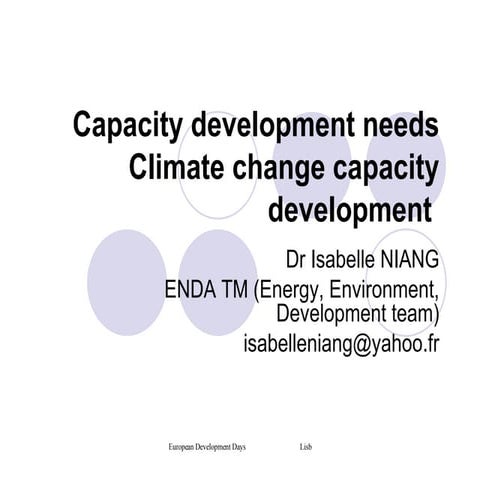 Capacity Development needs Climate Change Capacity Development