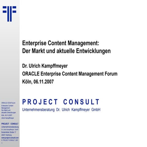 [DE] Enterprise Content Management: Der Markt und aktuelle Entwicklungen | Dr...