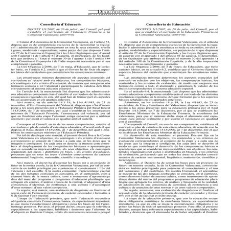  Currículo de la Educación Primaria en la Comunitat Valenciana. [2007/9730]