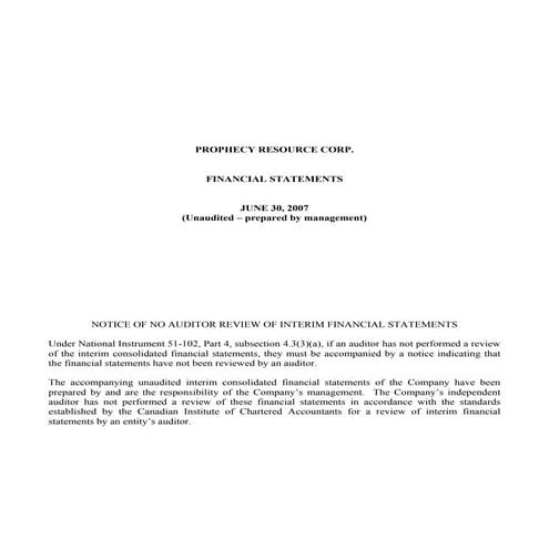 2007 Q3 interim financial statements