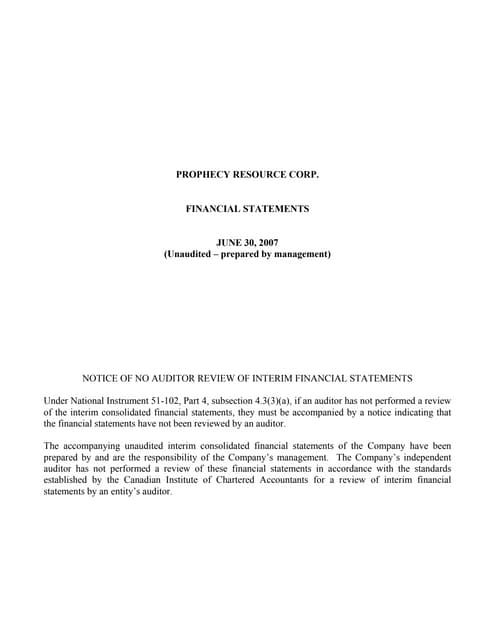 2007 Q3 interim financial statements