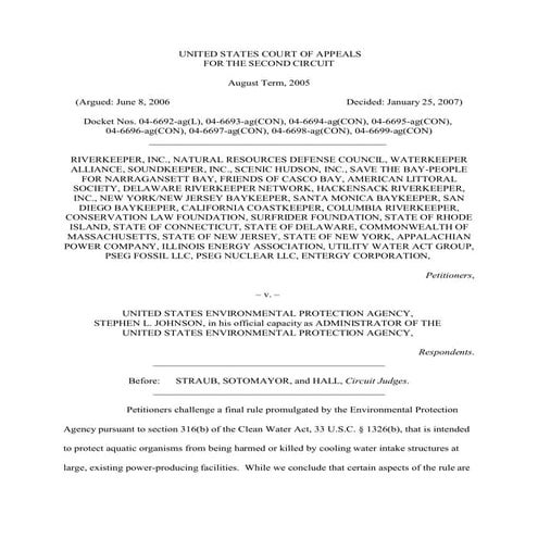 2007 Riverkeepers V. Epa   Sotomayor