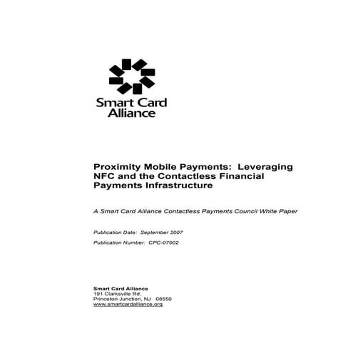 smart card alliance - proximity mobile payments - leveraging nfc and the cont...