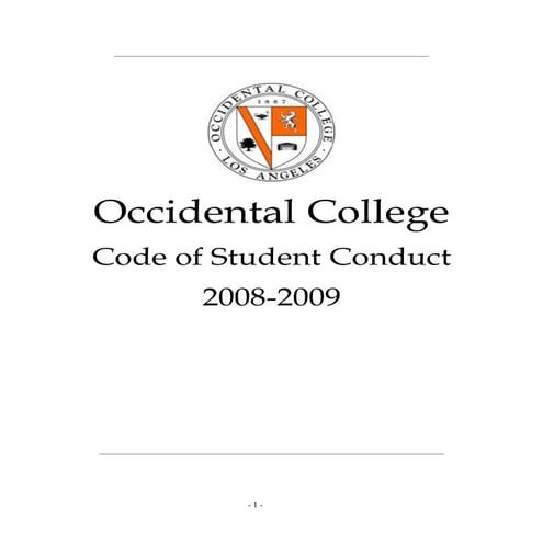 2008-2009 Occidental College Sexual Assault Policy