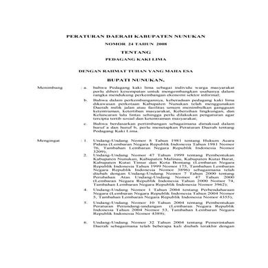 Perda Kabupaten Nunukan tentang Pedagang Kaki Lima