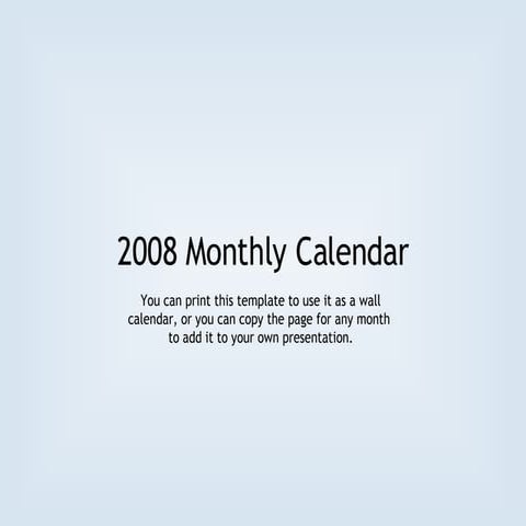 2008 Calendar