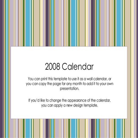 2008 Calendar Stripes Design 