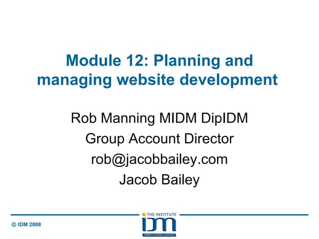 Module 12 - Planning and Managing Web Projects