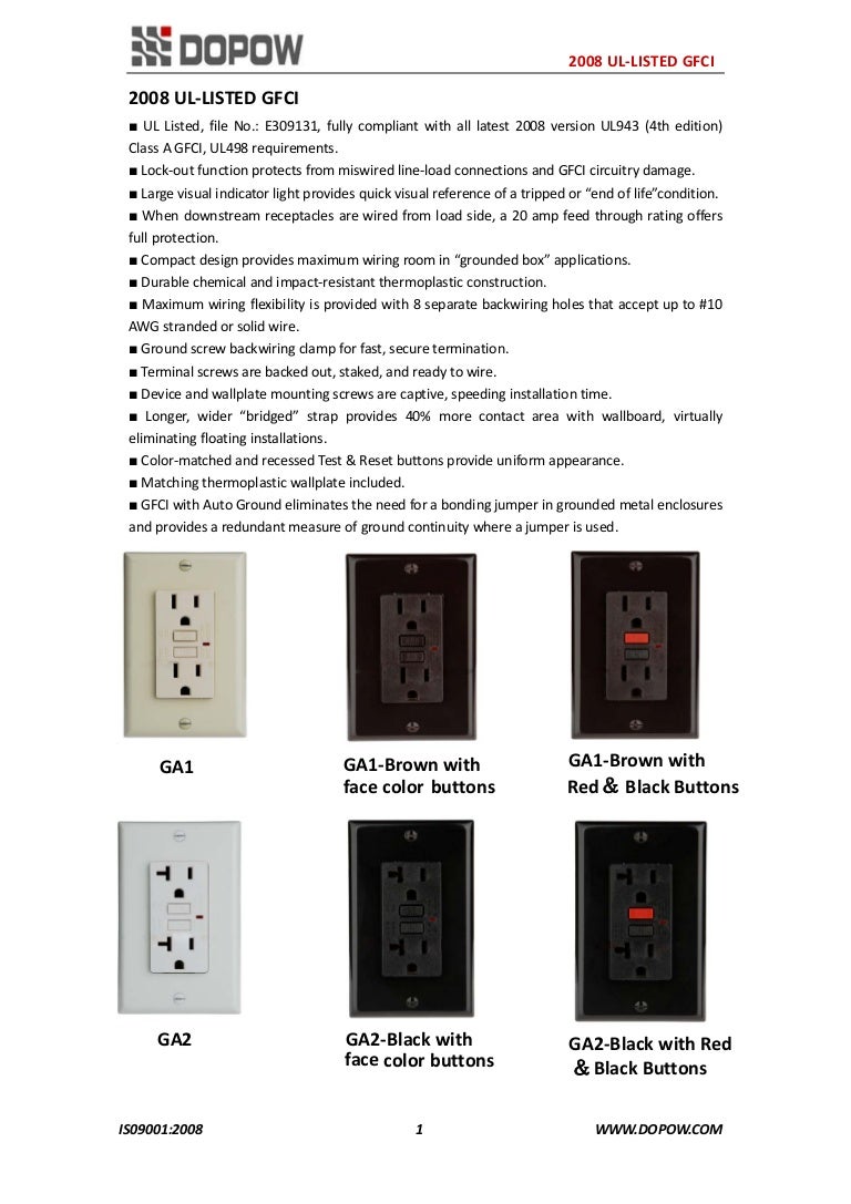 2008 Ul Listed Ground Fault Circuit Interrupter Gfci