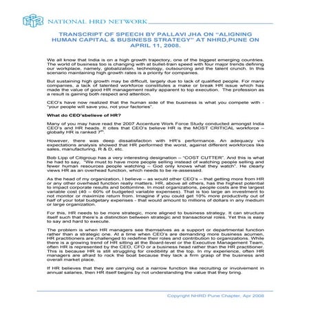 Aligning Human Capital & Business Strategy – A CMD’s perspective