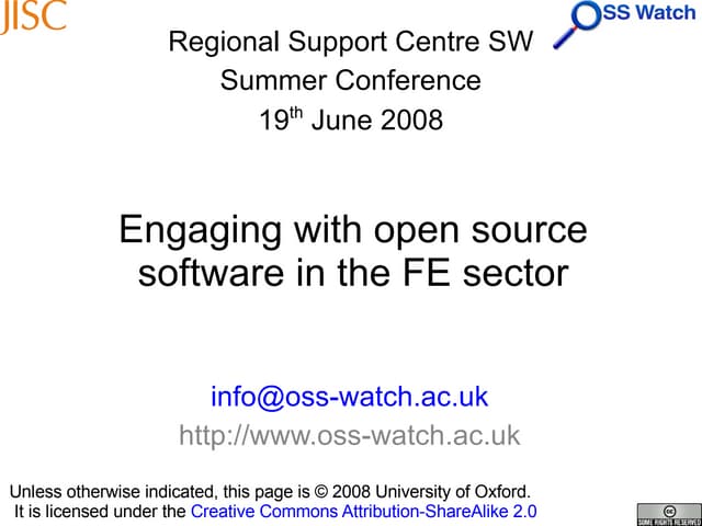 Open Source In Further Education
