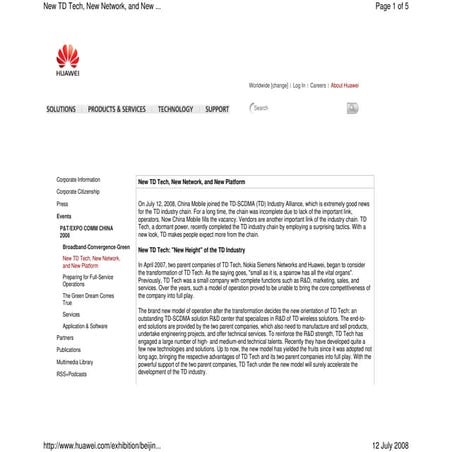 2008 New TD Tech, new Network and new Platform (TD-SCDMA)