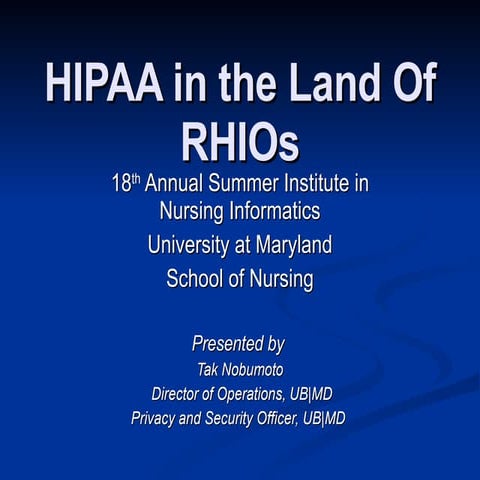 HIPAA and RHIOs