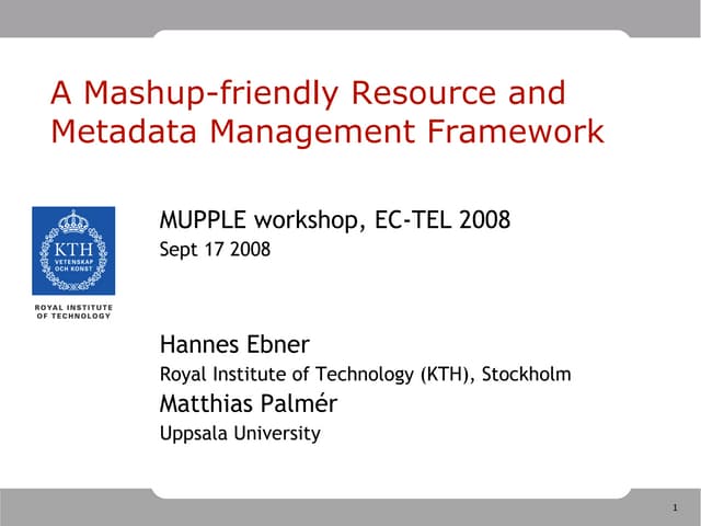 A Mashup-friendly Resource and Metadata Management Framework
