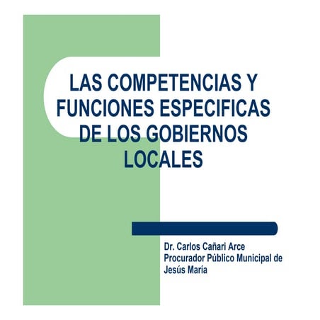Las Competencias y Funciones Específicas de los Gobiernos Locales | PDF