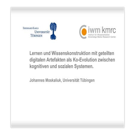 Vortrag im Doktorandenkolloqium am 20.10.2008,  Universtität Tübingen