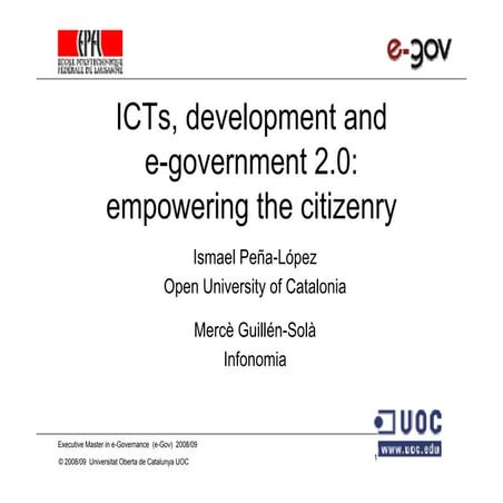 ICTs, development and e-government 2.0: empowering the citizenry