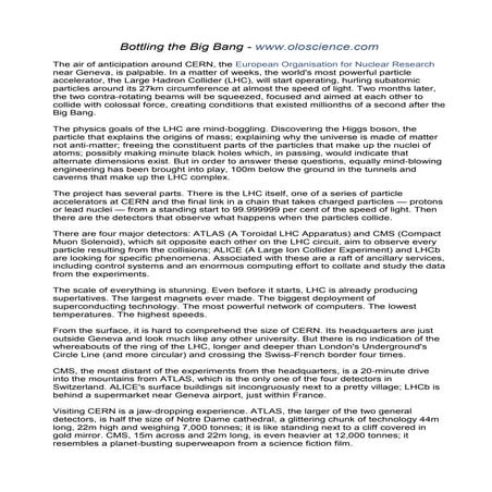 Bottling The Big Bang - CERN & LHC