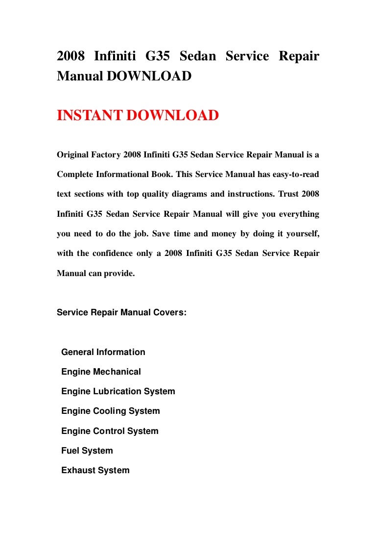2008 infiniti g35 sedan service repair manual download
