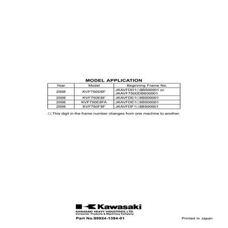 2008 kawasaki kvf750 f8f service repair manual | PDF