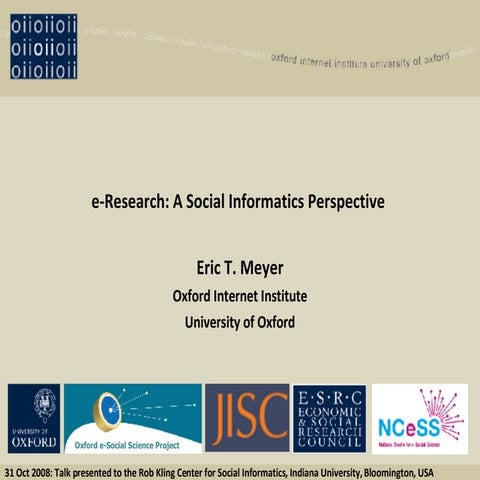 e-Research: A Social Informatics Perspective