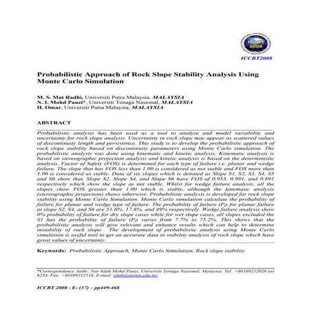 2008 probabilistic approach of rock slope stability analysis using mcm radhi ...