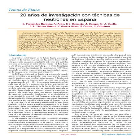 20 años de investigación con técnicas de neutrones en España