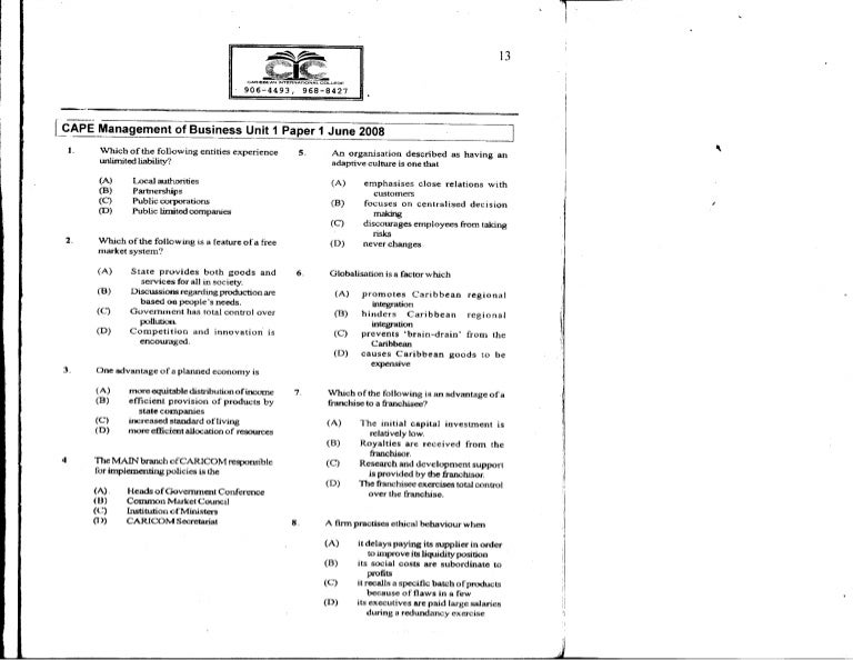 business paper 1 topics