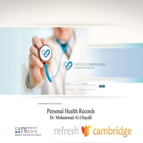 Personal health records presentation at Cambridge Refresh