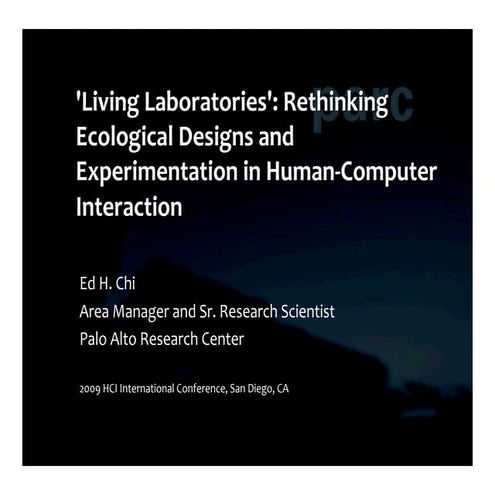 'Living Lab' for HCI - presentation made at HCI International 2009