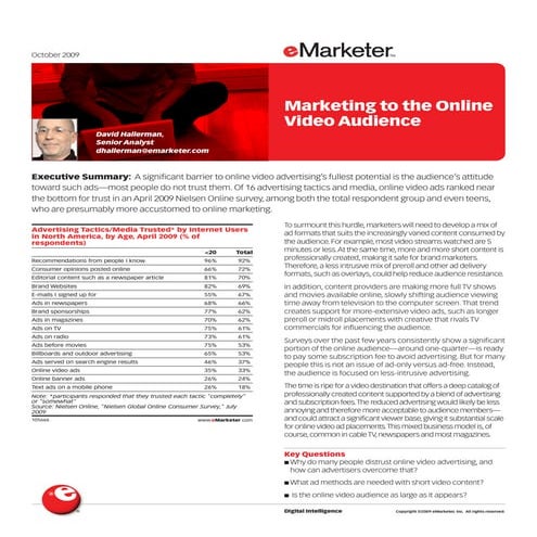 2009.10.05 --e marketer---marketing-to-online-video-audience