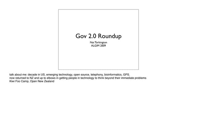 ALGIM 2009: Gov 2.0