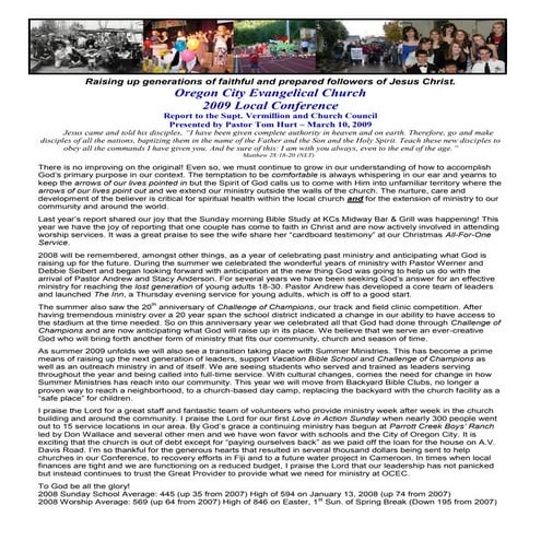 2009 Local Conference Pastor Report | PDF