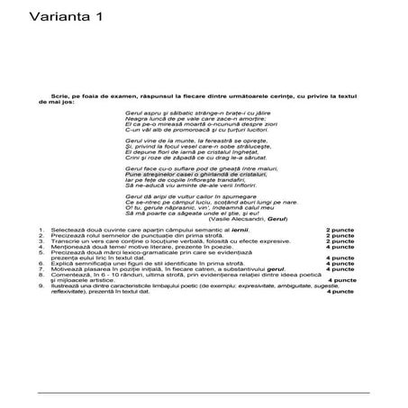 Variante BAC Limba Romana