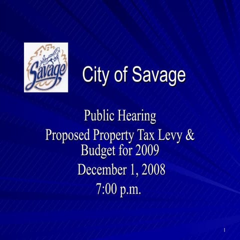 2009 City of Savage Truth in Taxation presentation